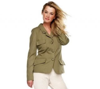 Luxe Rachel Zoe Notch Collar Military Jacket w/Front Pockets & Button 