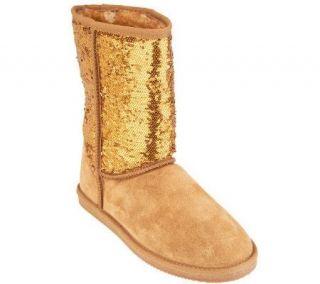 Lamo Sequin Girl Suede Pull on Boots —