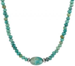 Southwestern Sterling Green Turquoise Bead Necklace —