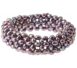 Lee Sands Woven Cultured Pearl Stretch Bracelet   J157183