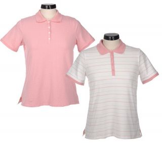 Denim & Co. Set of 2 Pique Short Sleeve Printed Polo Shirts — 