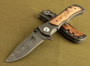  LM339 D Imitate Damascus Wood counter strike Rescue Pocket knife KB20