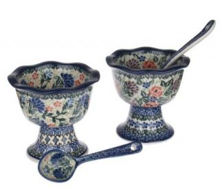 PolishStoneware Our Special Place Set of 2 Dessert Cups with Spoons 