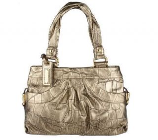 Makowsky Metallic Glove Leather Tote with Braided Straps —