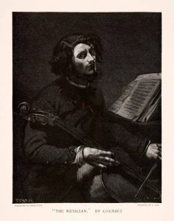  Engraving (Photoxylograph) Gustave Courbet Musician Sheet Music Cello