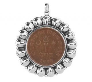 Artisan Crafted Sterling Nepalese Copper Coin Pendant   J153043