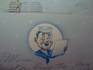 1943 WW2 US NAVY FREE COVER COMIC CACHET W/LETTER ***LAST TIME ON 