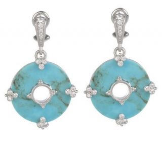 Judith Ripka Sterling Turquoise and Diamonique Earrings   J261797