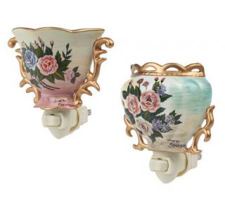 Victorian style Set of 2 Handpainted Porcelain Nightligts —