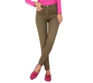 Isaac Mizrahi Live Pull On Knit Leggings with Faux Button   A210399