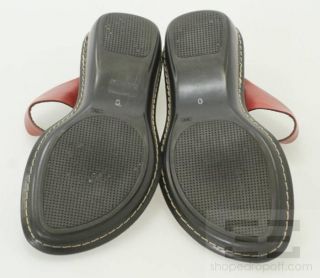 Cordani Red Black Leather Flat Sandals