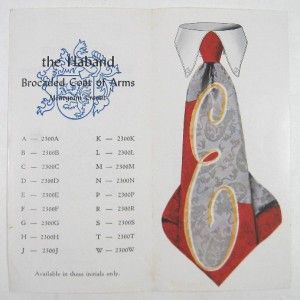 haband monogram cravat tie catalog 1940s or 1950s