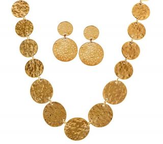 Joan Rivers Hammered Disc Necklace and Earrings Set   J159960