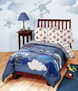  AIRPLANES TWIN COMFORTER   Blue Plane Crazy Blanket Bed Decor Cover