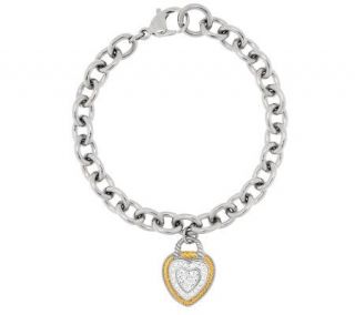 Steel By Design Heart and Rope Charm Bracelet —