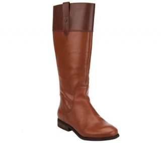 Isaac Mizrahi Live Two Tone Leather Riding Boot —
