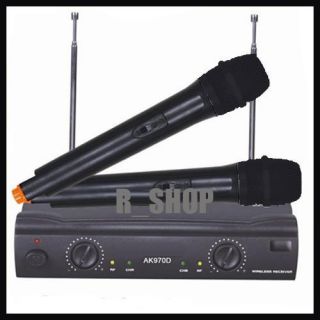  Dual VHF Wireless Mic DJ Karaoke Microphone 2X Mic System