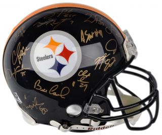  Steelers Team Signed Authentic Helmet 27 Sigs Bettis Cowher