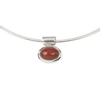 Artisan Crafted Sterling Neckwire with Carnelian Slide —