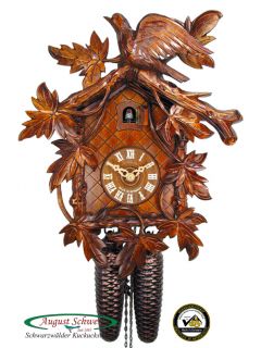 Black Forest Cuckoo Clock 8 Day 9 Leaves Cuckoo New