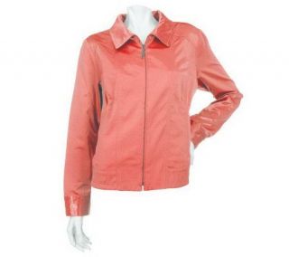 Susan Graver Iridescent Satin Zip Front Jacket —