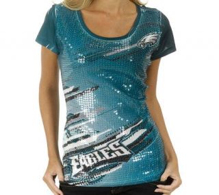 NFL Eagles Womens Sublimated Sequin T Shirt —