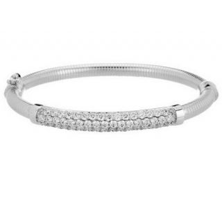 Diamonique 2.45ct tw Ribbed Oval Bangle, Sterling   J270302