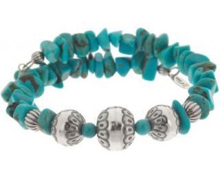 American West Sterling Turquoise Coil Bracelet —