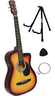 New Crescent Beginners Handmade Sunburs Cutaway Acoustic Guitar Stand