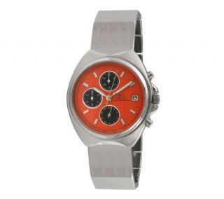 Gino Franco Unisex Round Orange Dial Chronograph Watch —
