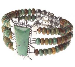 Carolyn Pollack Sterling Turquoise 3 Row Coil Bracelet —