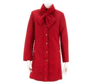 Isaac Mizrahi Live! Quilted Coat with Adjustable Scarf   A227264