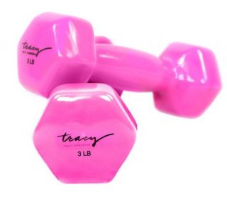 Tracy Anderson Set of 2 Pink 3 LB. Dumbbell Weights   F09477
