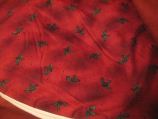 Handmade Fabric Christmas Tree Skirt Green Holly Cranberry Red New