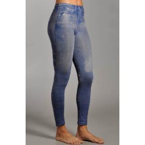 Cosabella Skinnies Jeans Printed Leggings Washed Denim
