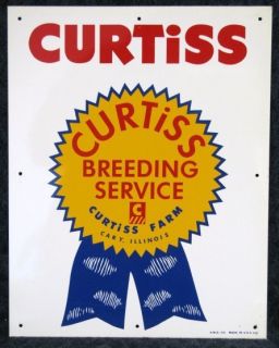 Curtiss Breeding Service Litho Tin Farm Feed Seed Truck Sign Cow Horse