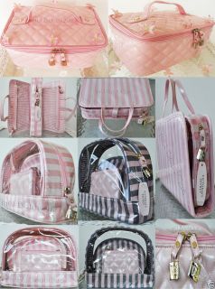 Victoria Secret Makeup Cosmetic Travel Bag Train Case Pink Grey