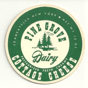 Vintage Unused Pine Grove Dairy Cottage Cheese Lid Skaneateles New
