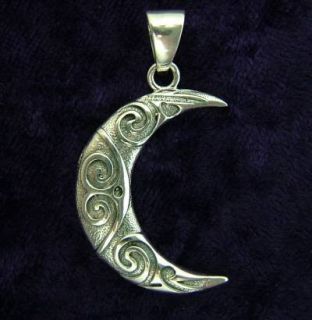 sterling silver celtic crescent spiral moon pendant sterling silver