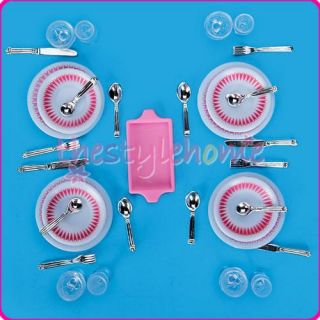 40pcs Cute Kitchen Dishes Utensils Accessory Set for Barbie Doll