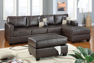Gossip Sectional Couch 2 PC Living Room Set Bonded Leather Match in