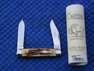 CRIPPLE CREEK BURNT STAG 2009 MOOSE KNIFE BY GEC USA TUBE CASE BUFFALO