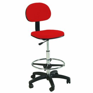 Red Counter Drafting Height Office Chair Stool