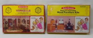  Wood Dollhouse Furniture Kit Country Kitchen Dining Room