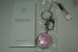 Versace Bright Crystal Deluxe Medallion Keychain & EDT Mini Rollerball