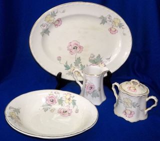 Vintage CROOKSVILLE CHINA CO Shirley Poppies 4 Serving Pieces
