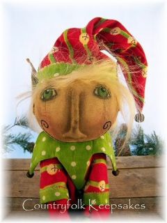  Folk Art Christmas Elf Doll Countryfolk Keepsakes Firewood Folks TDIPT