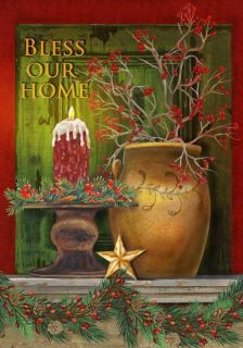 Country Folk Bless Our Home Christmas Mantle LG Flag