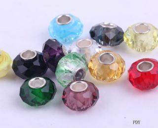 5pcs Faceted Crystal Glass Lampwork Loose Beads Fit European Charms