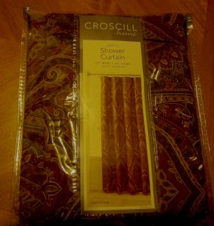 CROSCILL FABRIC SHOWER CURTAIN CASTLETON Brick Red NEW WITH TAGS